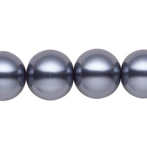 Bead, glass, opaque gunmetal, 15-16mm round. Sold per 15-1/2" to 16" strand.