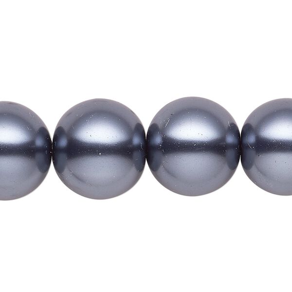Bead, glass, opaque gunmetal, 15-16mm round. Sold per 15-1/2" to 16" strand. image number 0