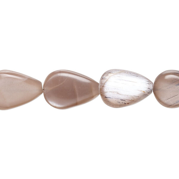 Coffee moonstone 1pkg1, hand-cut puffed teardrop bead natural B grade, 7 inch 11x9mm-15x11mm image number 0