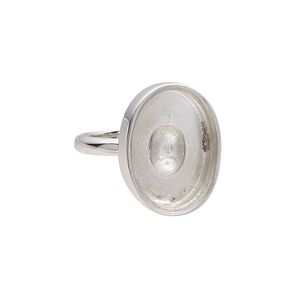 Ring, Almost Instant Jewelry®, sterling silver, 19mm wide with 18x13mm oval glue-in setting, size 7. Sold individually.