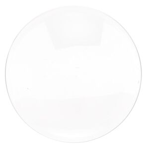 Cabochon, glass, transparent clear, 35mm non-calibrated round. Sold per pkg of 4.