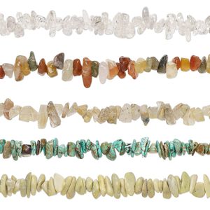 Multi-gemstone / glass 1pkg5, top-drilled / center-drilled chip bead 13 inch mix small