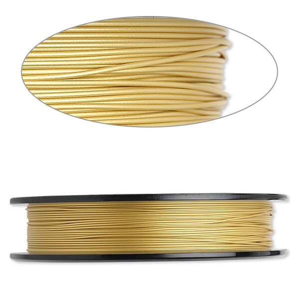 Beading wire, Tigertail™, nylon-coated stainless steel, gold, 7 strand, 0.020-inch diameter. Sold per 100-foot spool. image number 0