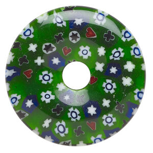 Focal, millefiori glass 1pkg1, translucent multicolored, 39-40mm undrilled donut.