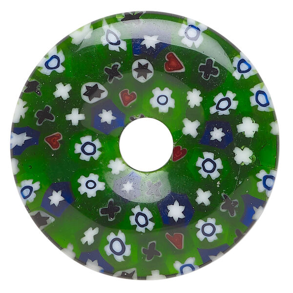 Focal, millefiori glass 1pkg1, translucent multicolored, 39-40mm undrilled donut. image number 0
