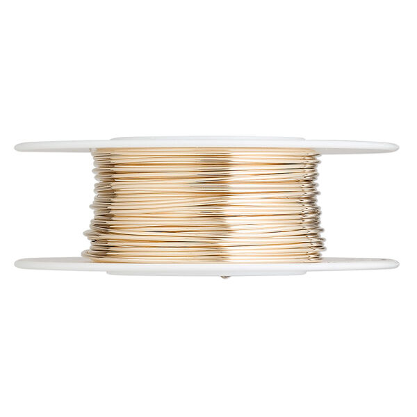 Wire, 12Kt gold-filled, half-hard round, 22 gauge. Sold per 25-foot spool. image number 0