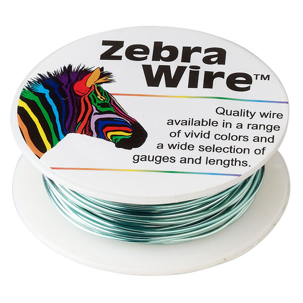 Wire, Zebra Wire™, color-coated copper, aqua blue, round, 20 gauge. Sold per 15-yard spool. image number 0