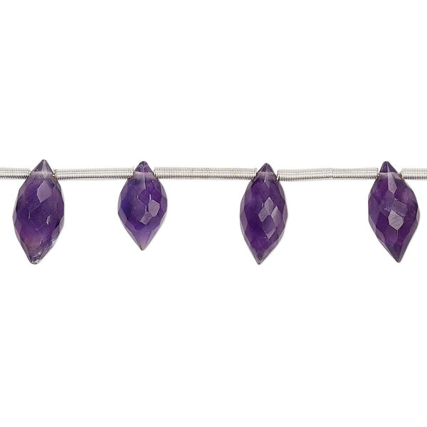 Amethyst 1pkg17, hand-cut top-drilled faceted marquise bead natural B- grade, 9x5mm-13x6mm image number 0