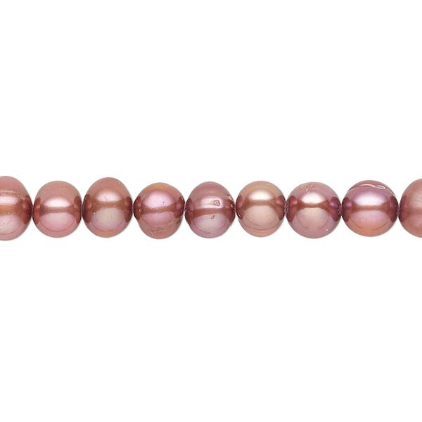 Pearl, cultured freshwater (dyed), pomegranate, 5-6mm semi-round with 0.4-0.6mm hole, D grade, Mohs hardness 2-1/2 to 4. Sold per 15-inch strand. image number 0