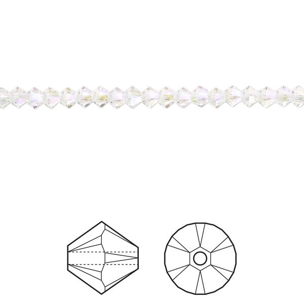 Bead 48pk crystal shimmer 2X, Crystal Passions® 3mm bicone 5328 image number 0