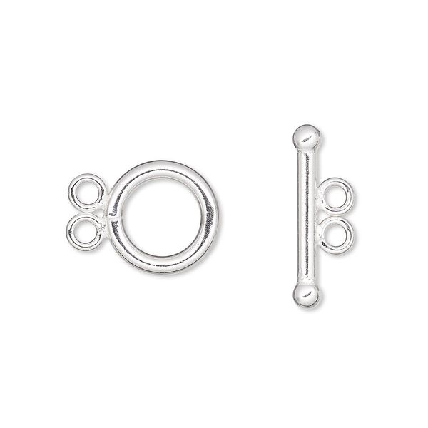 Clasp, 2-strand toggle, sterling silver-filled, 12mm smooth round. Sold individually. image number 0