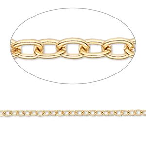 Chain 1pkg1 cable, 2.5mm lightweight, gold-finished brass 50 foot unfinished
