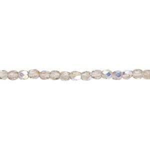 Bead, Czech fire-polished glass, smoke AB, 3mm faceted round. Sold per 15-1/2" to 16" strand.