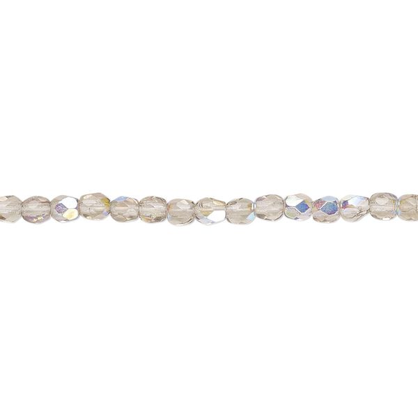 Bead, Czech fire-polished glass, smoke AB, 3mm faceted round. Sold per 15-1/2" to 16" strand. image number 0