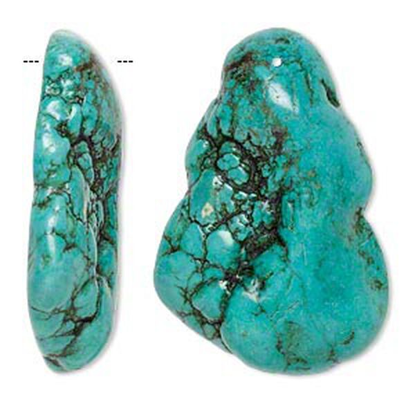 Focal, magnesite (dyed / stabilized), dark blue-green, 58x37mm-61x42mm top-drilled freeform, B grade, Mohs hardness 3-1/2 to 4. Sold individually. image number 0