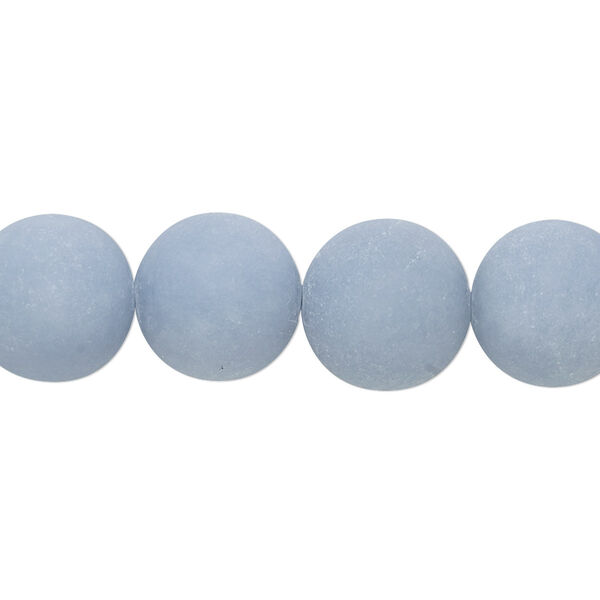 Bead, angelite (natural), matte, 12mm round, B grade, Mohs hardness 3 to 3-1/2. Sold per 8-inch strand, approximately 15 beads. image number 0