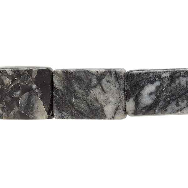 Grey jungle "jasper" 1pkg1, flat rectangle bead natural 15 inch 14x11mm-16x12mm image number 0