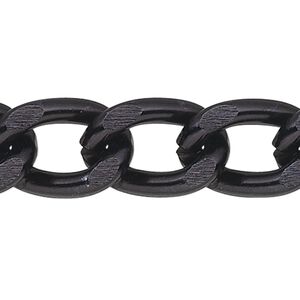 Chain 1pkg1 curb, 7mm, aluminum / anodized black 25 foot unfinished