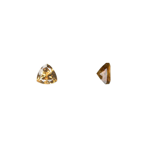 Gem, citrine (heated), 6x6x6mm faceted triangle, A grade, Mohs hardness 7. Sold individually. image number 0
