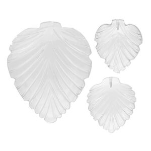 Quartz crystal 1pkg3, hand-cut top-drilled carved leaf bead natural 16x14mm / 29x25mm