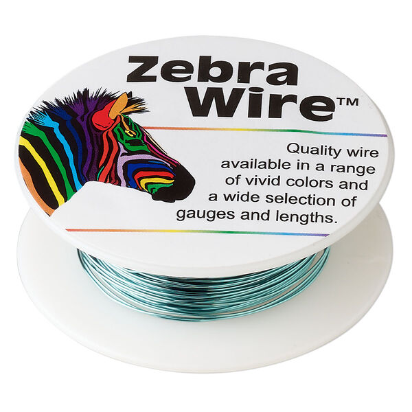 Wire, Zebra Wire™, color-coated copper, aqua blue, round, 26 gauge. Sold per 30-yard spool. image number 0