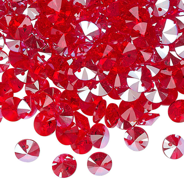 Drop 12pk light Siam shimmer, Crystal Passions® 6mm pendant mini disk 6428 image number 1