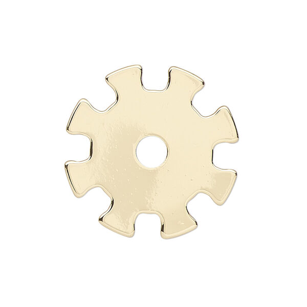 Component, gold-finished steel, 25mm gear with 4mm center hole. Sold per pkg of 6. image number 0