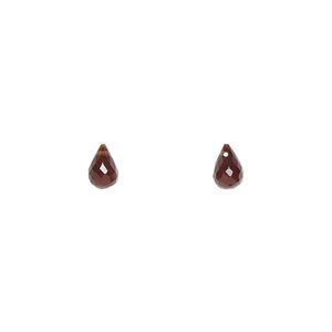 Garnet 1pkg2, hand-cut top-drilled faceted briolette bead natural 6x4mm