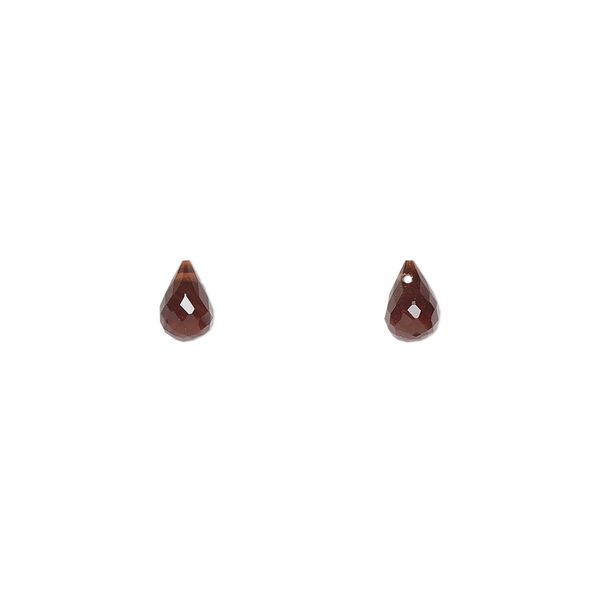 Garnet 1pkg2, hand-cut top-drilled faceted briolette bead natural 6x4mm image number 0