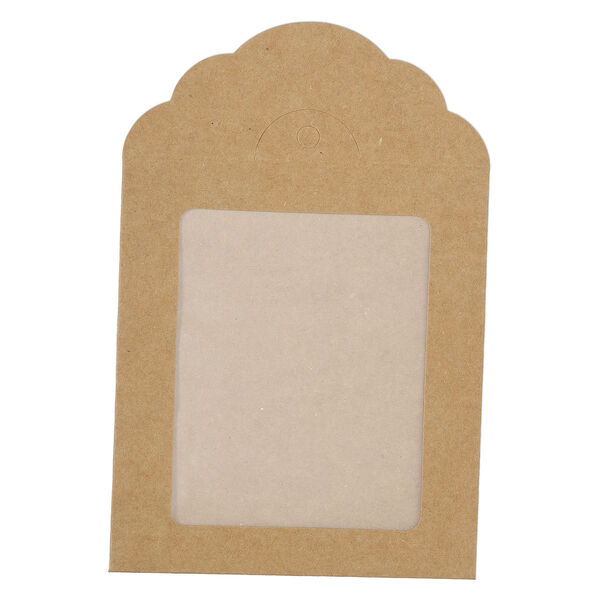 Necklace and earring hanger envelope, kraft paper and PET plastic, 6x4 inches with window. Sold per pkg of 10. image number 0