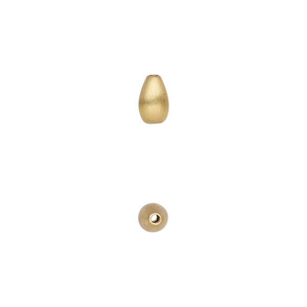 Bead, satin-finished gold-plated sterling silver, 7x4mm teardrop. Sold individually. image number 0