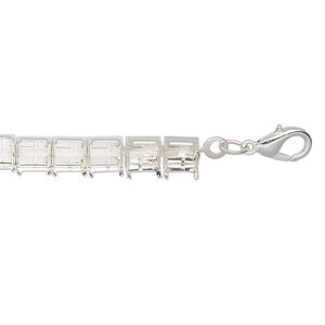 Necklace component, silver-finished brass and steel, 6mm wide cupchain with (47) SS29 settings, 18 inches with 3-inch extender chain and lobster claw clasp. Sold individually.