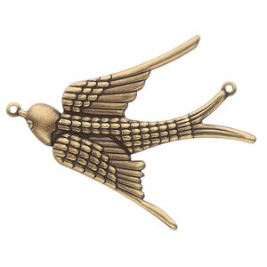 Focal, brass, 38x32mm single-sided soaring swallow. Sold per pkg of 4.