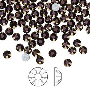 Flat back 144pk jet odyssey foil back, Preciosa MAXIMA Czech crystal hotfix rhinestone 3.8-4mm chaton rose round SS16