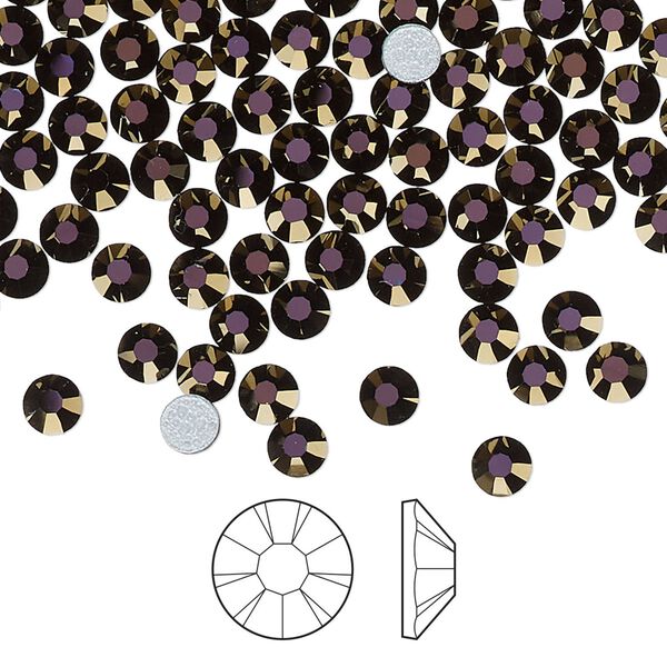 Flat back 144pk jet odyssey foil back, Preciosa MAXIMA Czech crystal hotfix rhinestone 3.8-4mm chaton rose round SS16 image number 0