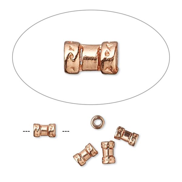 Crimp, JBB Findings, copper-plated brass, 5.5x2.5mm tube, 2mm inside diameter. Sold per pkg of 4. image number 0