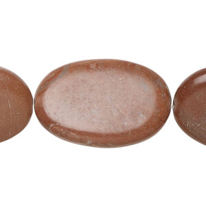 Red-brown marble 1pkg1, puffed oval bead natural, 15 inch 29x20-30x21mm