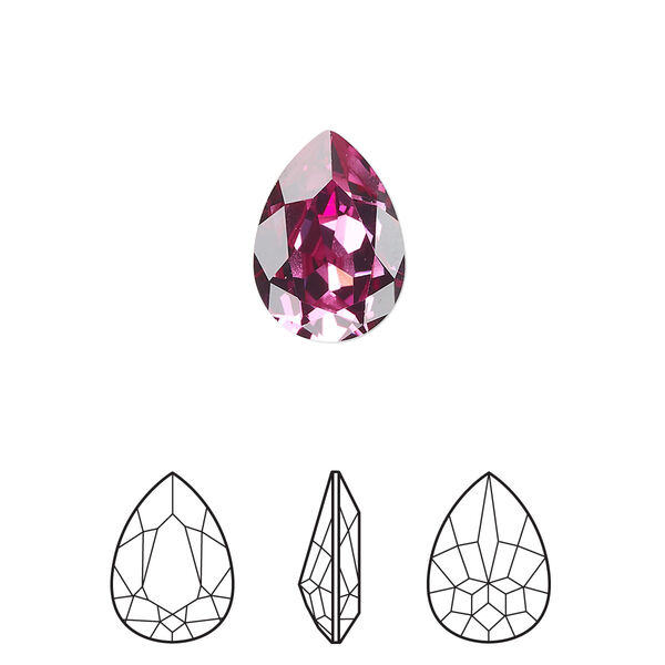 Fancy stone 1pk dark rose foil back, Crystal Passions® 14x10mm pear 4320 image number 0