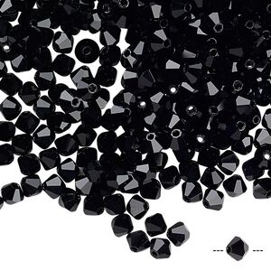 Bead 48pk jet, Preciosa Czech crystal 4mm bicone