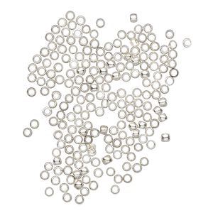 Crimp 1pkg200 brass, 2x1mm tube, silver finish