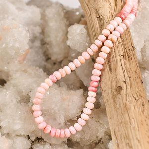 Bead 1pkg1 Peruvian pink opal, 7x4mm hand-cut faceted rondelle B+ grade, 15.5-16 inch natural shaded