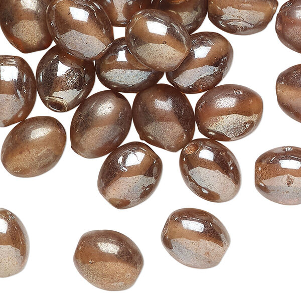 Bead, luster glass, translucent light amethyst, 11x8mm oval. Sold per pkg of 50 beads. image number 0