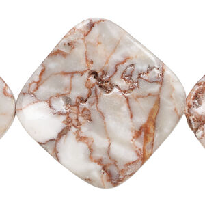 Redline marble 1pkg1, carved flat diamond bead, 15 inch 36-37mm