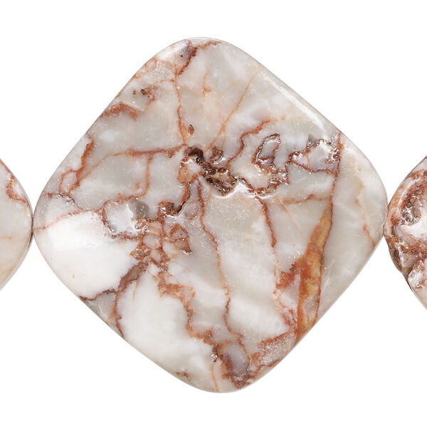 Redline marble 1pkg1, carved flat diamond bead, 15 inch 36-37mm image number 0