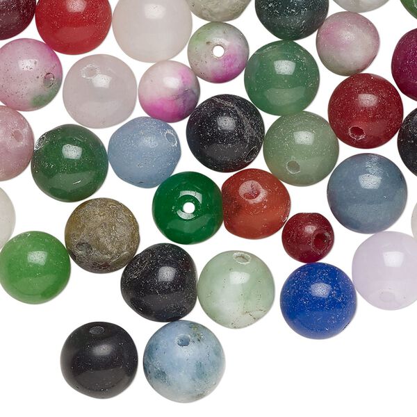 Malaysia "jade" 1pkg1, irregular round bead 2 oz mix 6-10mm image number 0