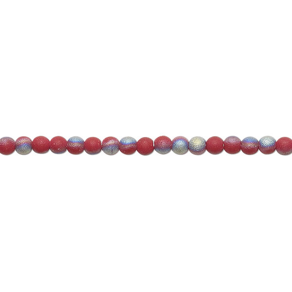 Bead, glass, translucent matte red AB, 2.5mm round. Sold per 15-1/2 to 16-inch strand. image number 0