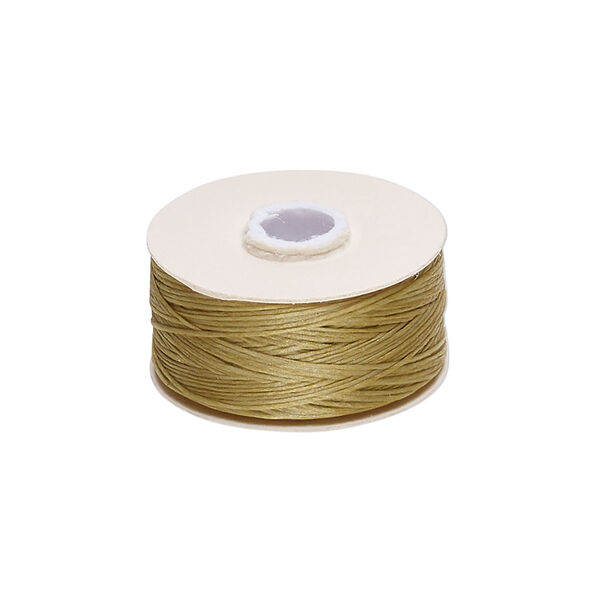 Thread, Nymo®, nylon, gold, size D. Sold per 64 yard bobbin. image number 0