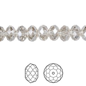 Bead 288pk crystal silver shade, Swarovski® 8x6mm rondelle 5040