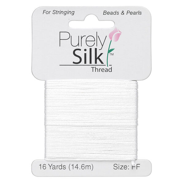 Thread, Purely Silk™, white, size FF. Sold per 16-yard card. image number 0