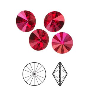 Chaton 4pk light Siam astral pink foil back, Crystal Passions® 10.54-10.91mm rivoli SS47 1122